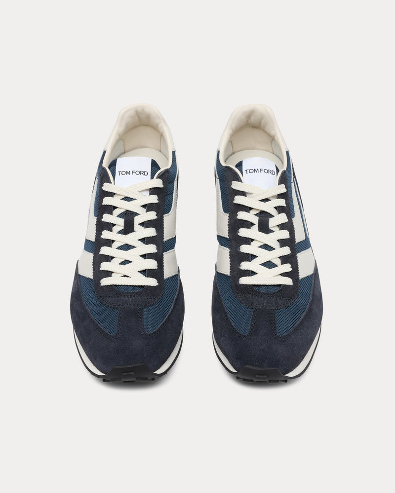 Tom Ford Mick Suede Dark Navy / Amber Low Top Sneakers - 2