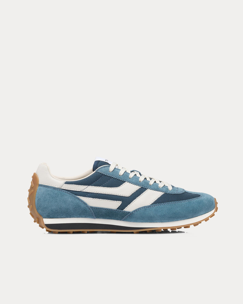 Tom Ford Mick Suede Steel Blue / Amber Low Top Sneakers - 1