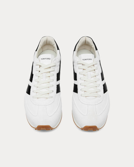 Tom Ford Mick Suede Optical White / Black / Amber Low Top Sneakers - 2