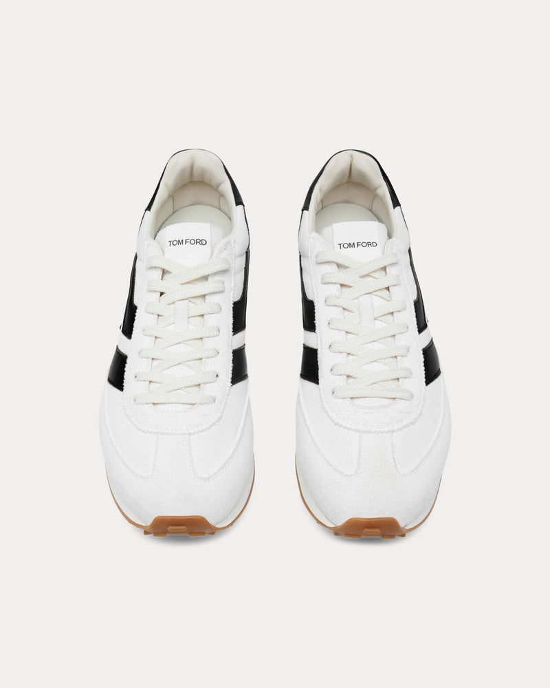 Tom Ford Mick Suede Optical White / Black / Amber Low Top Sneakers - 2