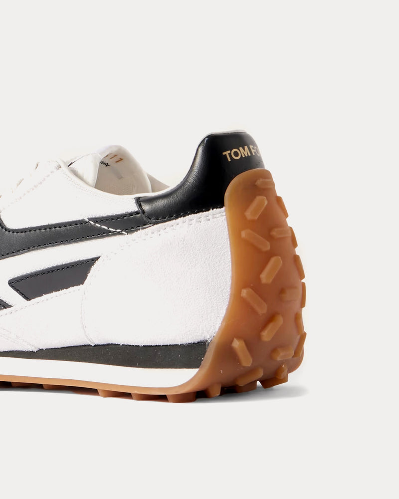 Tom Ford Mick Suede Optical White / Black / Amber Low Top Sneakers - 4