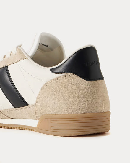 Tom Ford Terence Leather & Suede Dune / Black / Amber Low Top Sneakers - 4