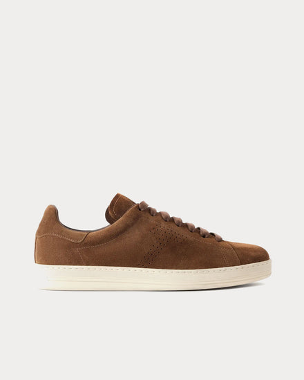 Tom Ford Warwick Perforated Suede Brown Low Top Sneakers - 1