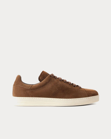 Tom Ford Warwick Perforated Suede Brown Low Top Sneakers