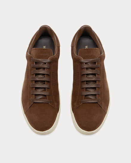 Tom Ford Warwick Perforated Suede Brown Low Top Sneakers - 2