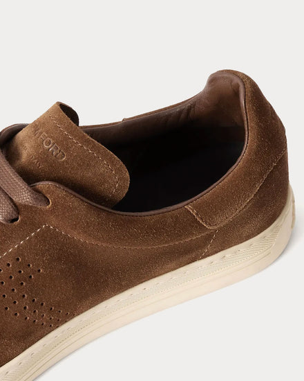 Tom Ford Warwick Perforated Suede Brown Low Top Sneakers - 5