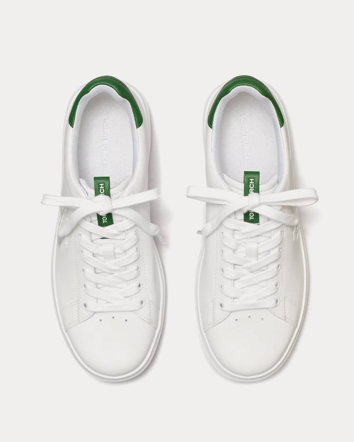 Tory Burch - Double T Howell Court White / Arugula Green Low Top Sneakers