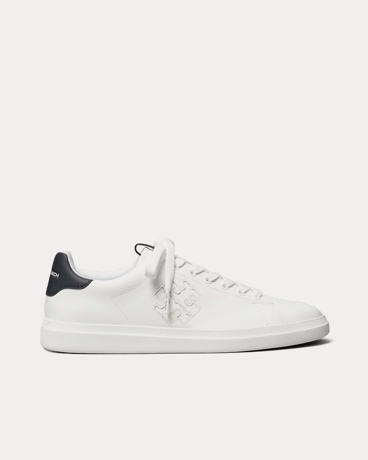 Tory Burch - Double T Howell Court White / Perfect Navy Low Top Sneakers