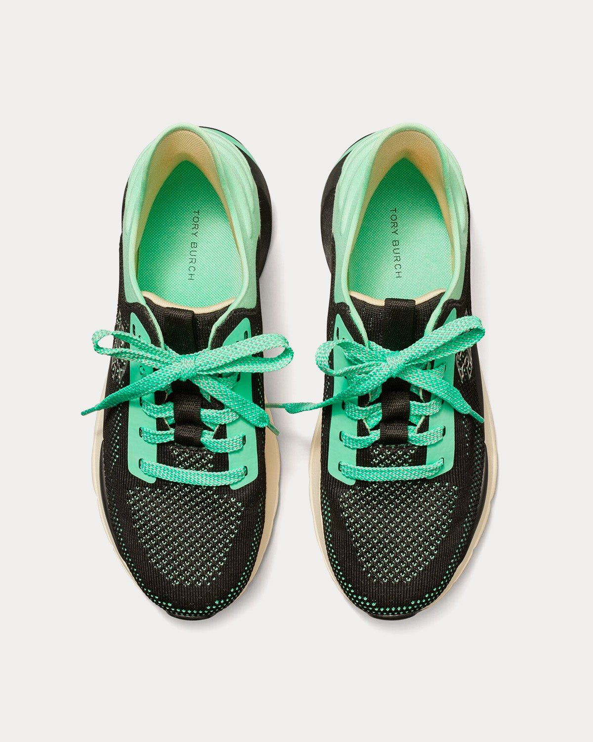 Tory Burch - Good Luck Knit Mint / Black Low Top Sneakers