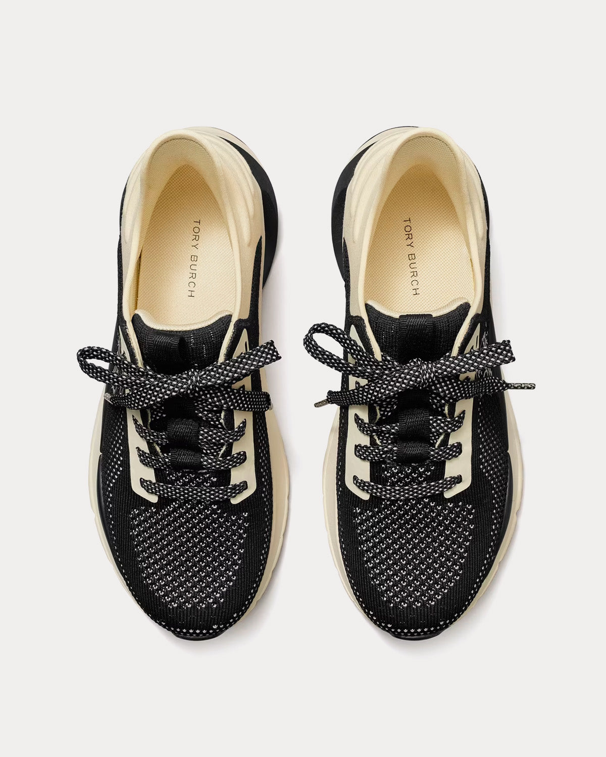 Tory Burch - Good Luck Knit Black / New Ivory Low Top Sneakers