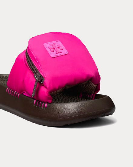 Tory Burch Pocket Sport Slide Magenta / Future Brown / Coco Slip Ons - 3