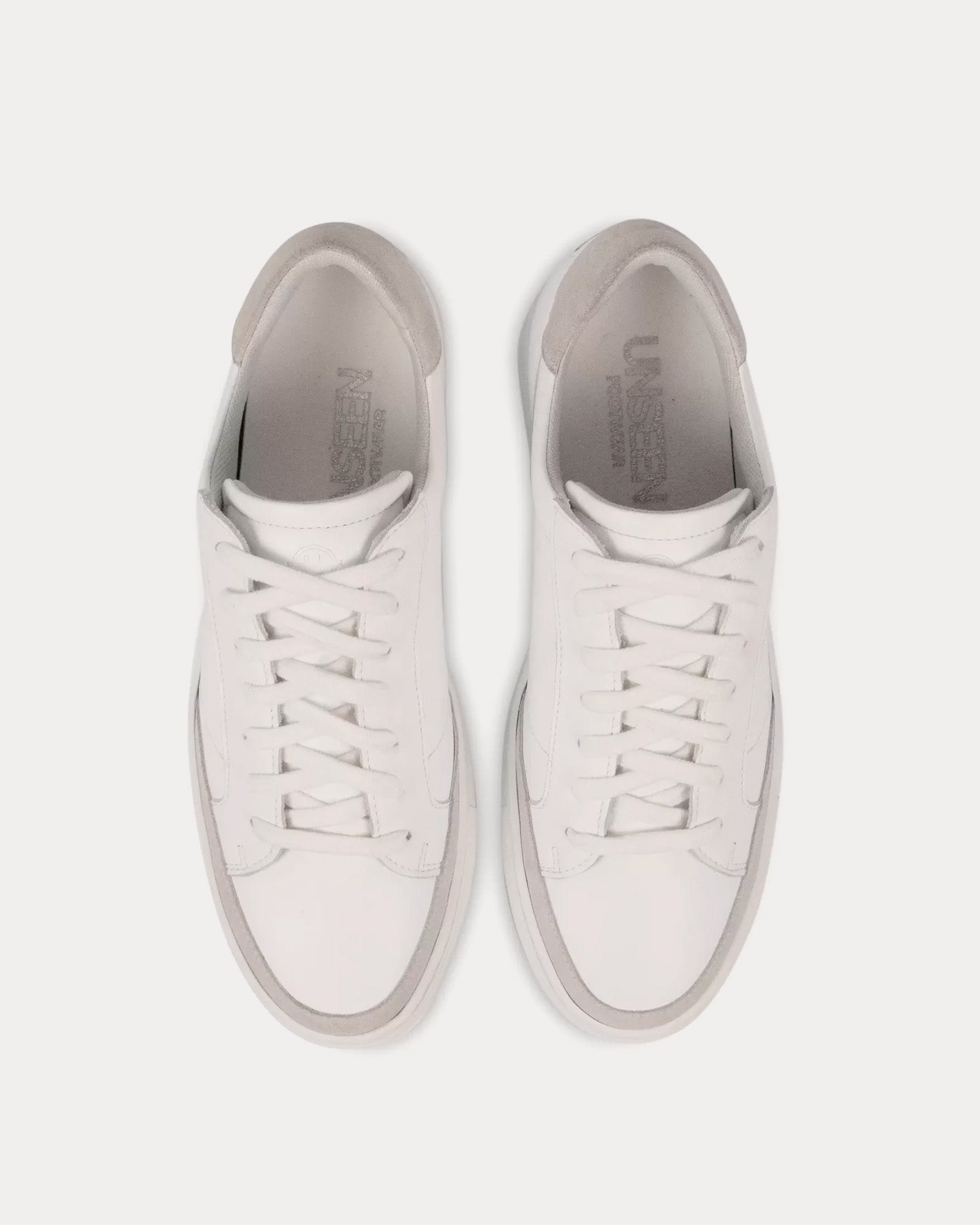 Unseen Footwear - Helier Leather & Suede White / Bone Low Top Sneakers