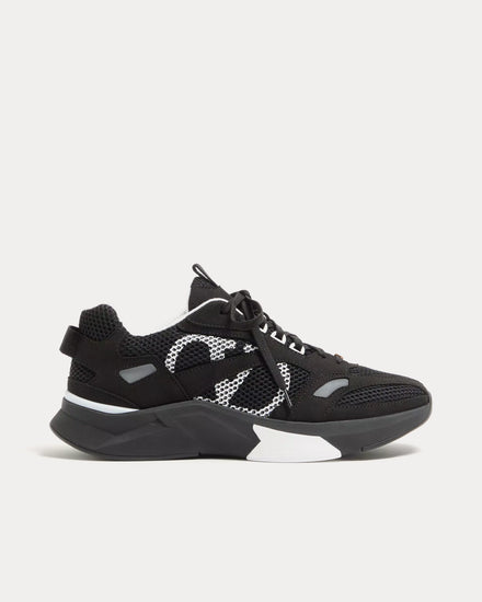 Valentino Demivee Mesh Fabric with Suede Inserts Black / Grey Low Top Sneakers - 1