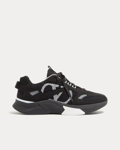 Valentino Demivee Mesh Fabric with Suede Inserts Black / Grey Low Top Sneakers