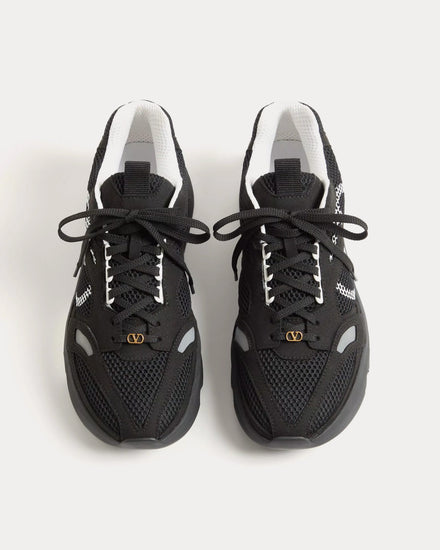 Valentino Demivee Mesh Fabric with Suede Inserts Black / Grey Low Top Sneakers - 2