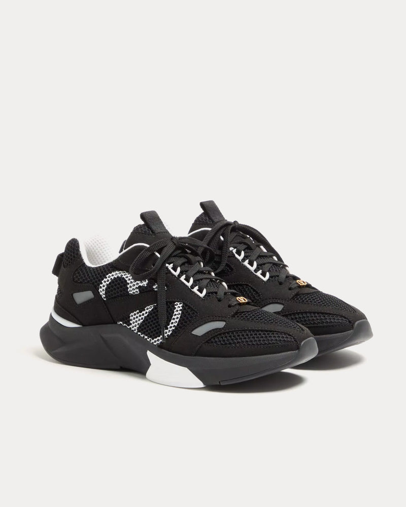Valentino Men's Demivee Mesh Fabric with Suede Inserts Black