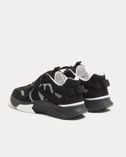 Valentino Demivee Mesh Fabric with Suede Inserts Black / Grey Low Top Sneakers - 4