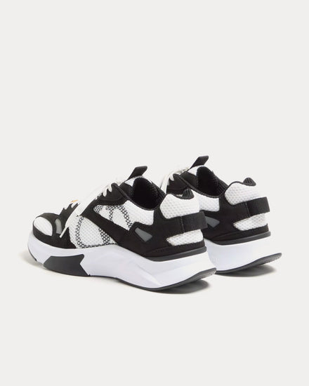 Valentino Demivee Mesh Fabric with Suede Inserts Black / White Low Top Sneakers - 4