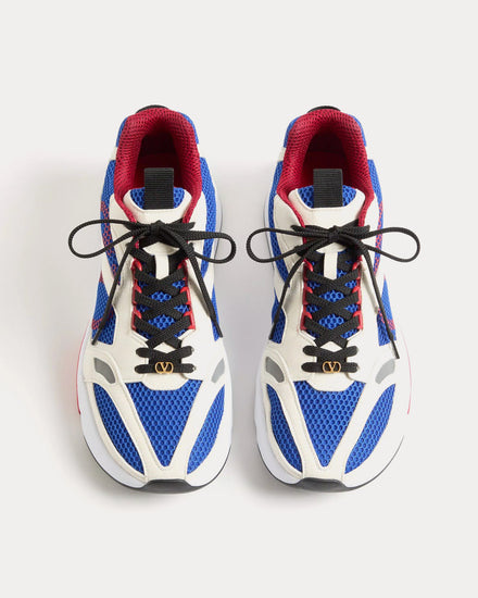 Valentino Demivee Mesh Fabric with Suede Inserts White / Blue Low Top Sneakers - 2