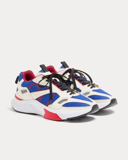 Valentino Demivee Mesh Fabric with Suede Inserts White / Blue Low Top Sneakers - 3