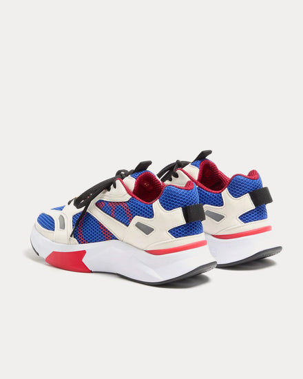 Valentino Demivee Mesh Fabric with Suede Inserts White / Blue Low Top Sneakers - 4