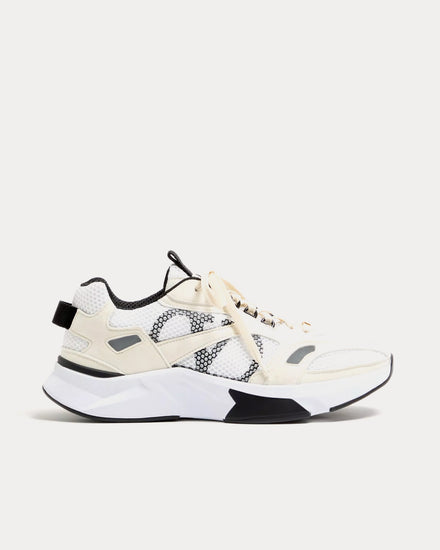Valentino Demivee Mesh Fabric with Suede Inserts White / Grey Low Top Sneakers - 1