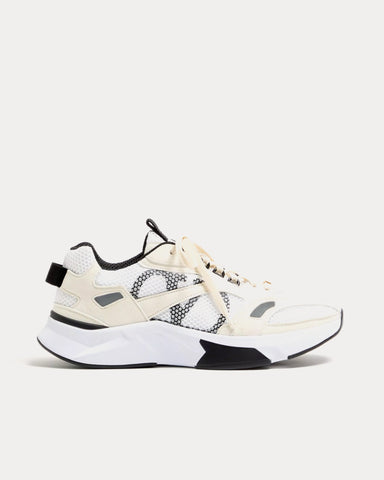 Valentino Demivee Mesh Fabric with Suede Inserts White / Grey Low Top Sneakers