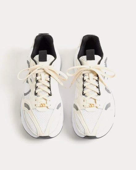 Valentino Demivee Mesh Fabric with Suede Inserts White / Grey Low Top Sneakers - 2