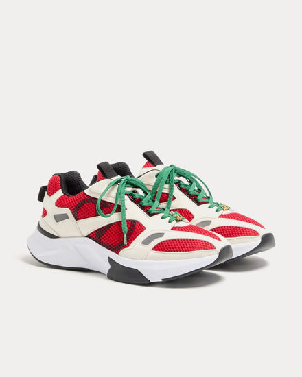 Valentino Demivee Mesh Fabric with Suede Inserts White / Red Low Top Sneakers - 3