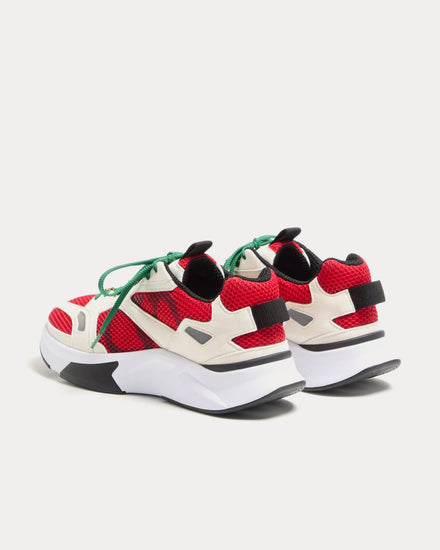 Valentino Demivee Mesh Fabric with Suede Inserts White / Red Low Top Sneakers - 4