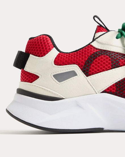 Valentino Demivee Mesh Fabric with Suede Inserts White / Red Low Top Sneakers - 5