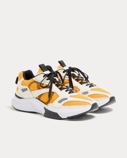 Valentino Demivee Mesh Fabric with Suede Inserts White / Yellow Low Top Sneakers - 3