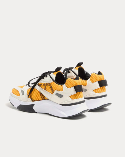 Valentino Demivee Mesh Fabric with Suede Inserts White / Yellow Low Top Sneakers - 4