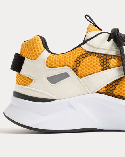 Valentino Demivee Mesh Fabric with Suede Inserts White / Yellow Low Top Sneakers - 5