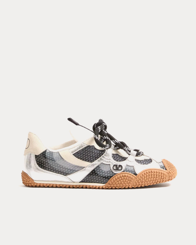 Valentino Amphibia Rubberised Calfskin & Laminated Nappa Black Low Top Sneakers - 1