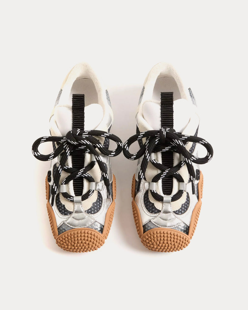 Valentino Amphibia Rubberised Calfskin & Laminated Nappa Black Low Top Sneakers - 2