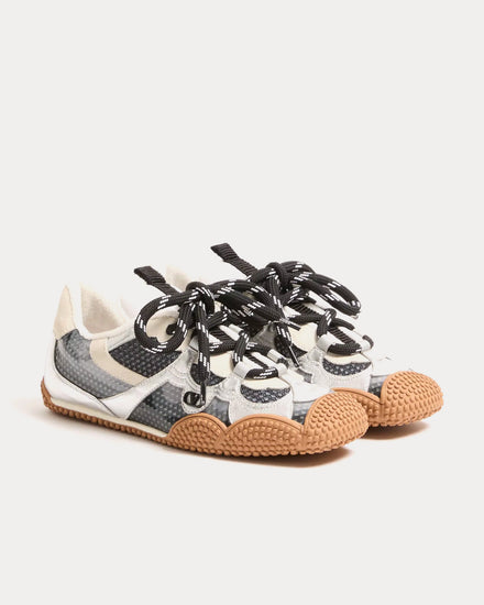 Valentino Amphibia Rubberised Calfskin & Laminated Nappa Black Low Top Sneakers - 3