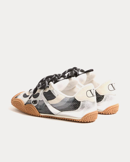 Valentino Amphibia Rubberised Calfskin & Laminated Nappa Black Low Top Sneakers - 4