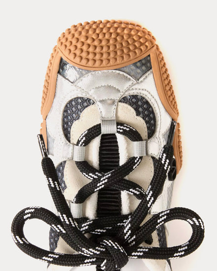 Valentino Amphibia Rubberised Calfskin & Laminated Nappa Black Low Top Sneakers - 5