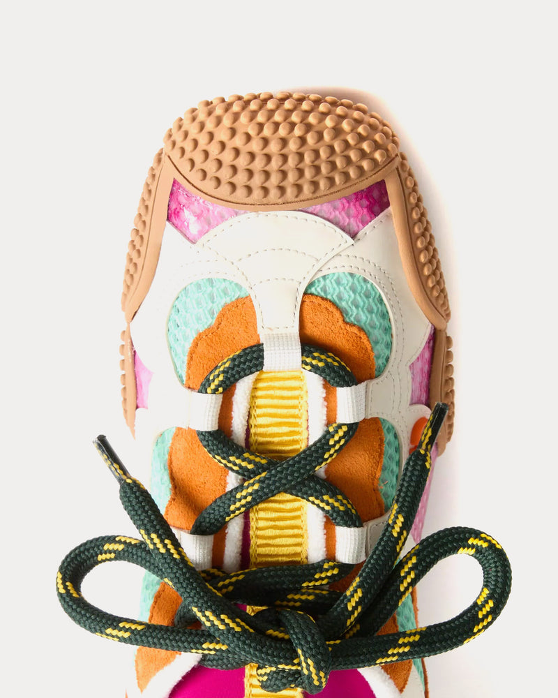 Valentino Amphibia Rubberised Calfskin & Split Leather Fuchsia Low Top Sneakers - 5