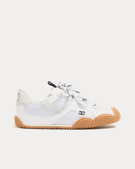 Valentino Amphibia Rubberised Calfskin & Calfskin White Low Top Sneakers - 1