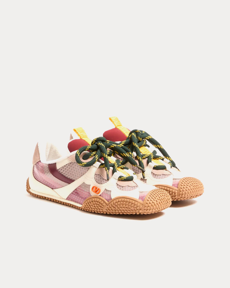 Valentino Amphibia Rubberised Calfskin & Calfskin Pink Low Top Sneakers - 3