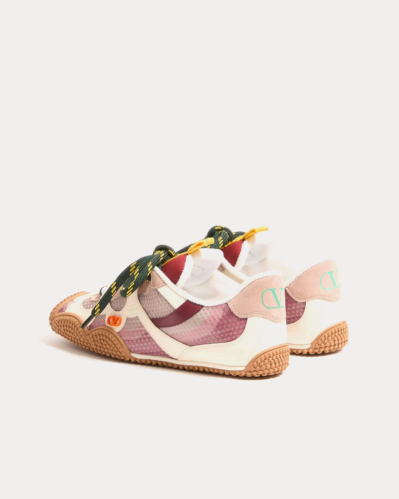 Valentino Amphibia Rubberised Calfskin & Calfskin Pink Low Top Sneakers - 4