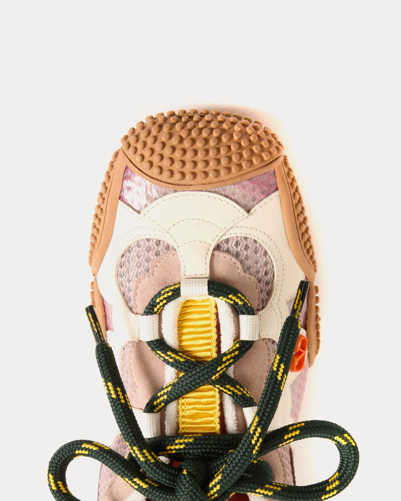 Valentino Amphibia Rubberised Calfskin & Calfskin Pink Low Top Sneakers - 5