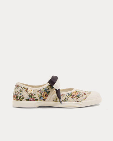 Valentino Bay By Bay Ballerina in Papier Floral Fabric Beige / Multi Slip Ons