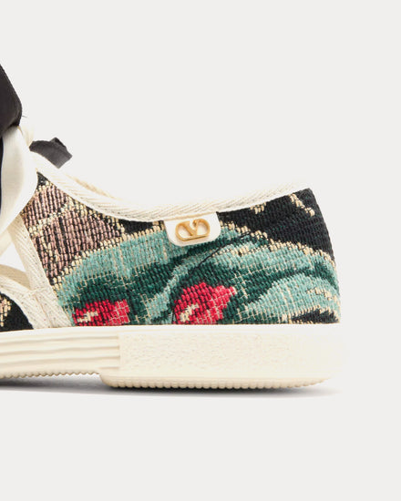 Valentino Bay By Bay Ballerina in Floral Jacquard Embroidery Black / Multi / Ivory Slip Ons - 4