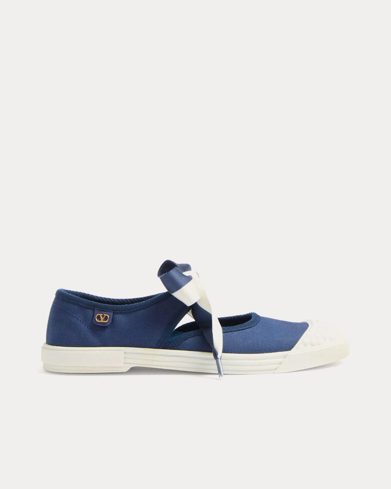 Valentino Bay By Bay Ballerina in Canvas Indigo / Ivory Slip Ons - 1