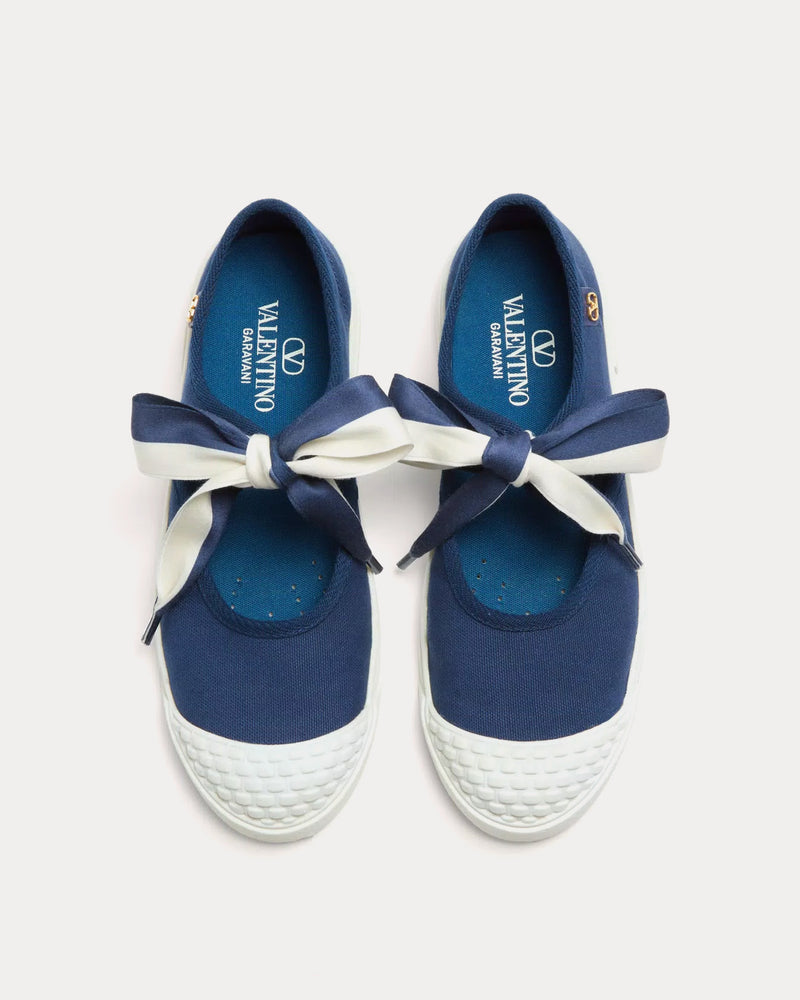 Valentino Bay By Bay Ballerina in Canvas Indigo / Ivory Slip Ons - 2