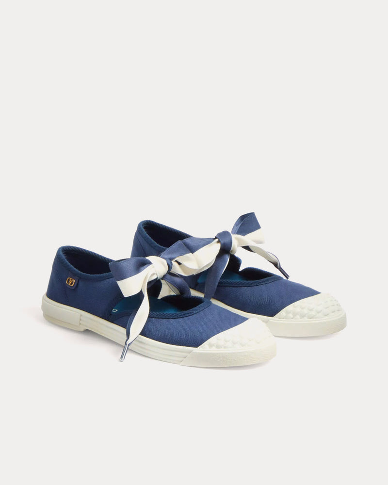 Valentino Bay By Bay Ballerina in Canvas Indigo / Ivory Slip Ons - 3