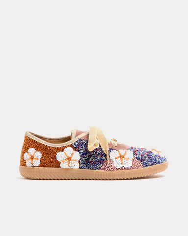 Valentino Cosmatesque Trainer With Sequins And Floral Embroidery Multi Low Top Sneakers
